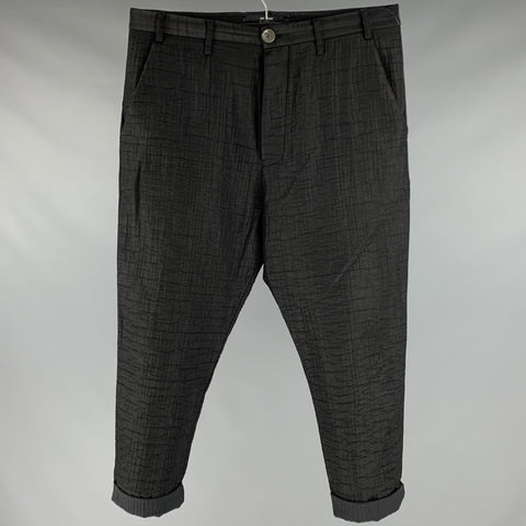 SONG FOR THE MUTE Pantalon décontracté à jambe large en coton et nylon texturé noir taille 34