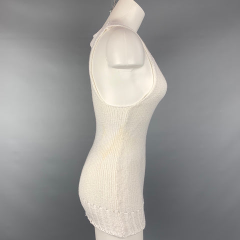 SOUCHI Taille S Débardeur décontracté en coton tissé à la main blanc
