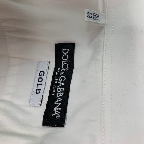 DOLCE & GABBANA Size S White Solid Cotton Blend Button Up Long Sleeve Shirt