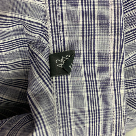 GUCCI Size L Navy & Grey Plaid Classic Long Sleeve Shirt