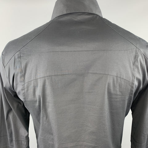 KARL LAGERFELD Size 42 Black Cotton Blend Shirt Jacket