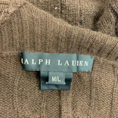 RALPH LAUREN Black Label Size M/L Brown Knitted Cashmere Belted Poncho Cardigan