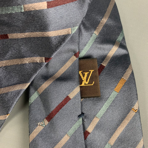 LOUIS VUITTON Multi-Color Diagonal Stripe Silk Neck Tie