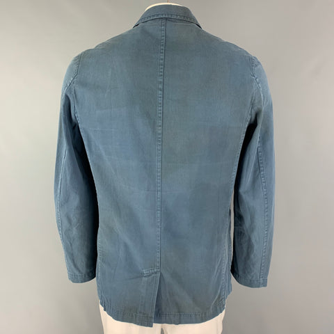 COMME des GARCONS HOMME PLUS Size M Blue Distressed Cotton Jacket