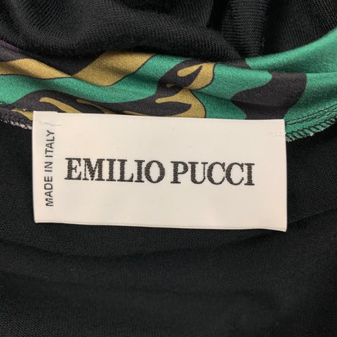 EMILIO PUCCI Taille 4 Haut de robe abstrait en soie multicolore vert