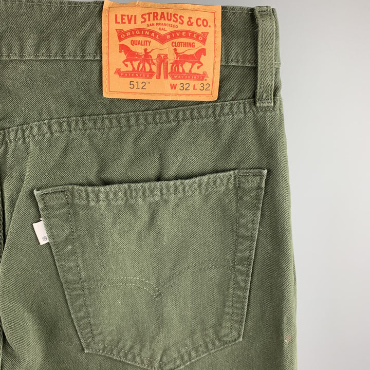 LEVI'S 512 Taille 32 Jean à braguette zippée en coton vert forêt