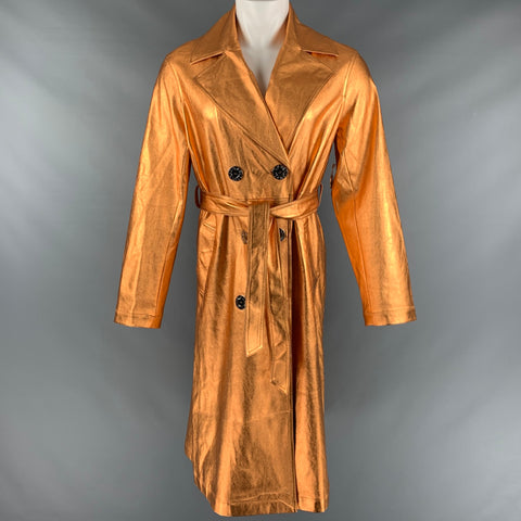 SIMON MILLER Taille L Trench métallisé en simili cuir cuivré