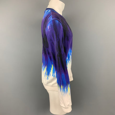 MSGM Size S Purple & White Tie Dye Cotton Crew-Neck Sweatshirt