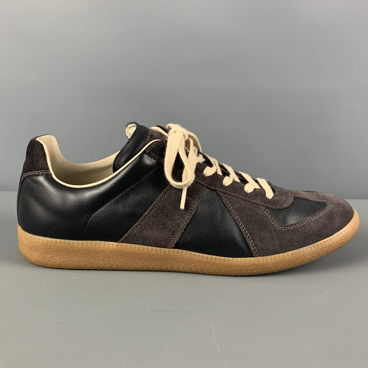 MAISON MARTIN MARGIELA Size 11 Black Brown Low Top Replica Sneakers
