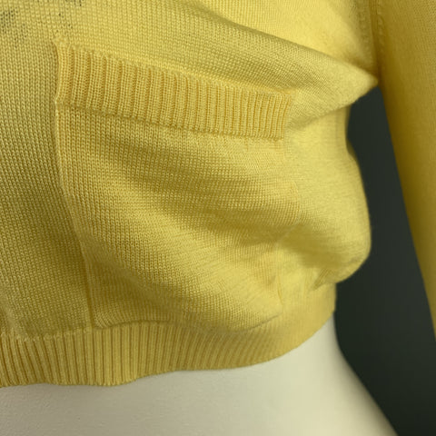 VALENTINO Cárdigan corto de mezcla de lana amarillo pastel talla L