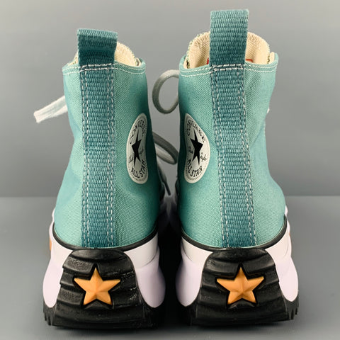 CONVERSE Zapatillas altas de lona verde blanco talla 7