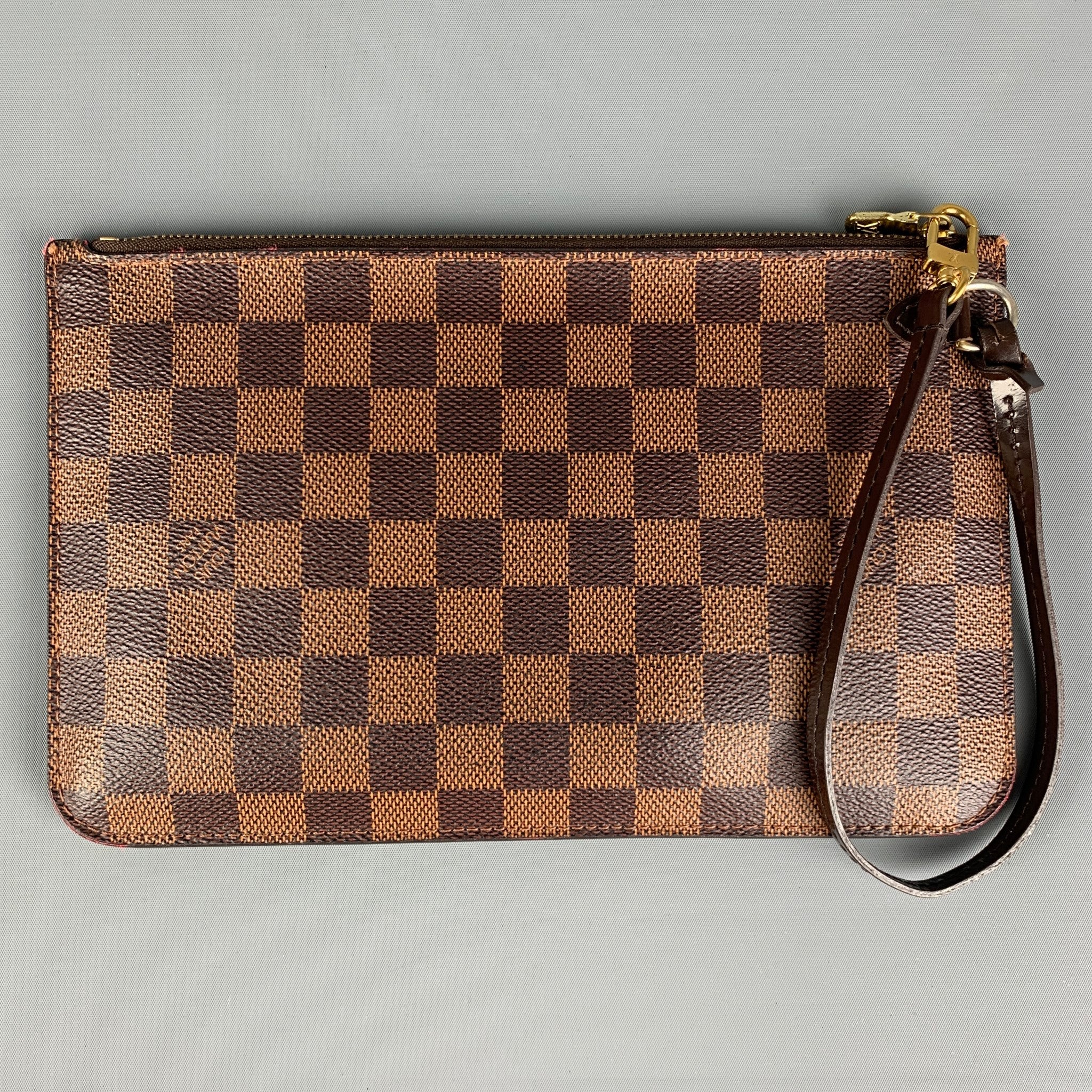 LOUIS VUITTON Brown Beige Damier Ebene Neverfull MM HM Pochette