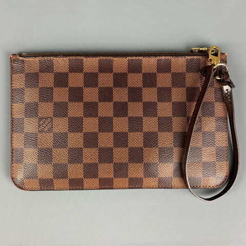 LOUIS VUITTON Brown Beige Damier Ebene Neverfull MM HM Pochette