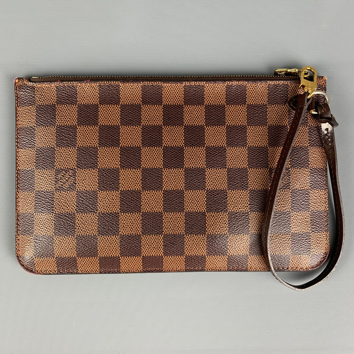 LOUIS VUITTON Brown Beige Damier Ebene Neverfull MM HM Pochette