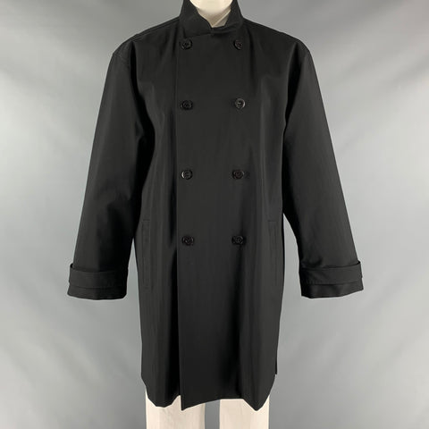 SHANGHAI TANG Taille XL Manteau à double boutonnage en laine mélangée noire
