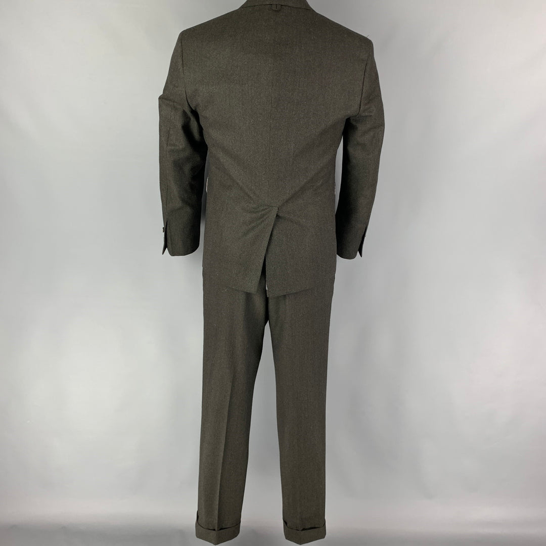 BLACK FLEECE Size 38 Grey Charcoal Grid Wool Notch Lapel 31 31 Suit
