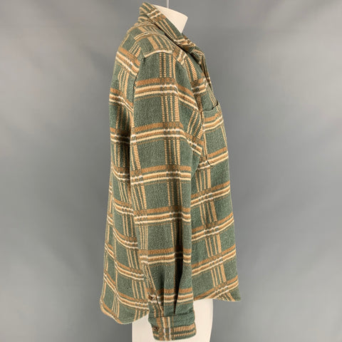 RRL by RALPH LAUREN Size XL Green & Beige Plaid Cotton Worker Jacket