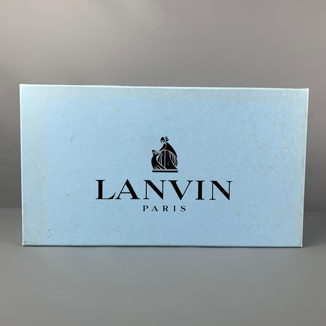 LANVIN Size 8.5 Purple Metallic Leather Lace Up Shoes