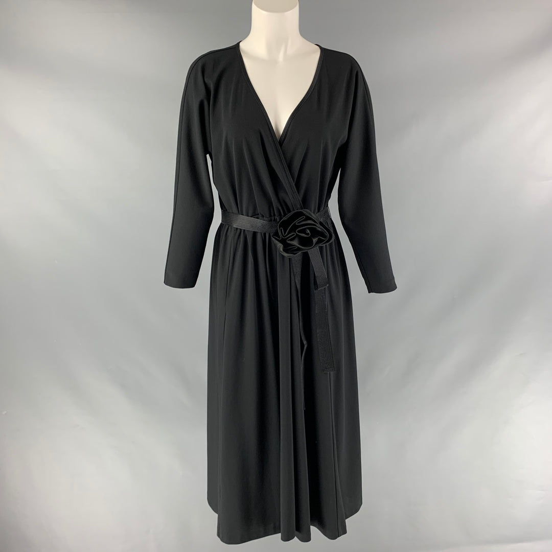 MARC JACOBS Size 4 Black Polyester Solid Belted Dress