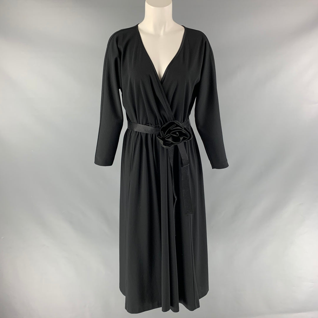 MARC JACOBS Size 4 Black Polyester Solid Belted Dress Sui Generis Designer Consignment MARC JACOBS Size 4 Black Polyester Solid Belted Dress Sui Generis Designer Consignment