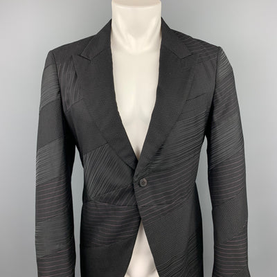 COMME des GARCONS HOMME PLUS Size M Black Mixed Fabrics Peak Lapel Tails Coat