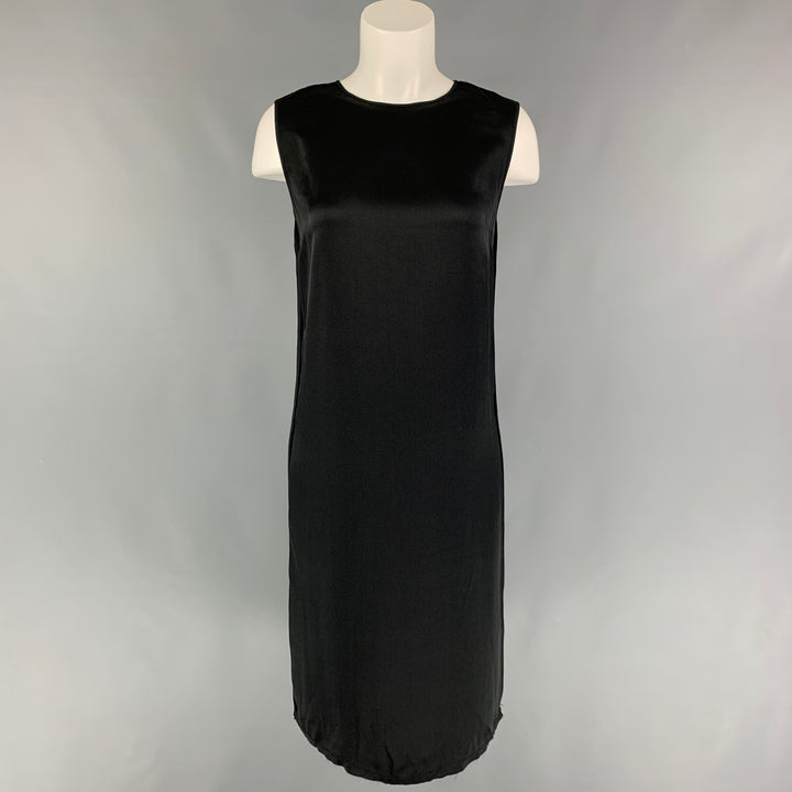 HELMUT LANG Size XS Black Silk Shift Mid-Calf Dress