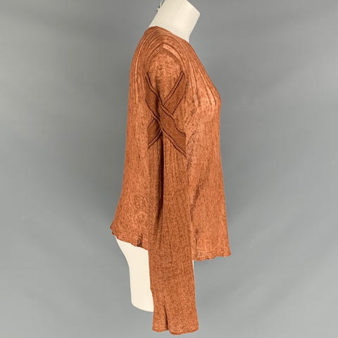 JUST CAVALLI Jersey de manga larga de lino texturizado óxido talla M - Mujer
