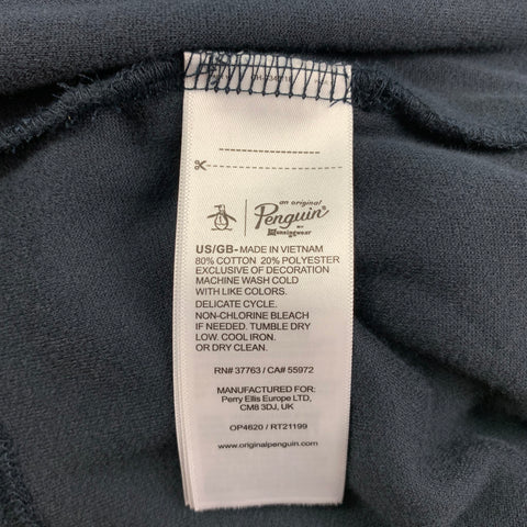 PENGUIN Size M Navy Velvet Cotton  Polyester Short Sleeve Polo
