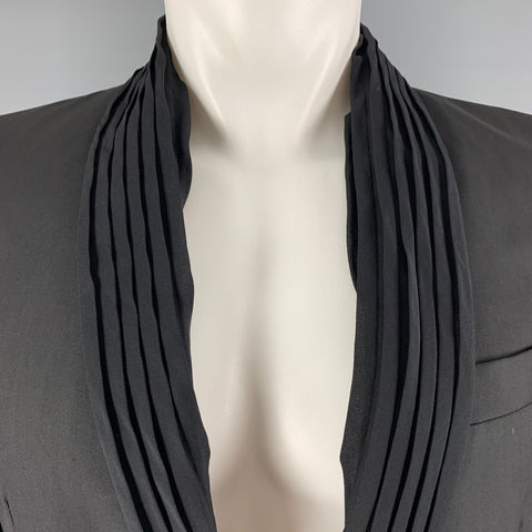 GAULTIER2 JEAN PAUL GAULTIER Taille 38 Noir Solide Laine Soie Col Châle Manteau Sport