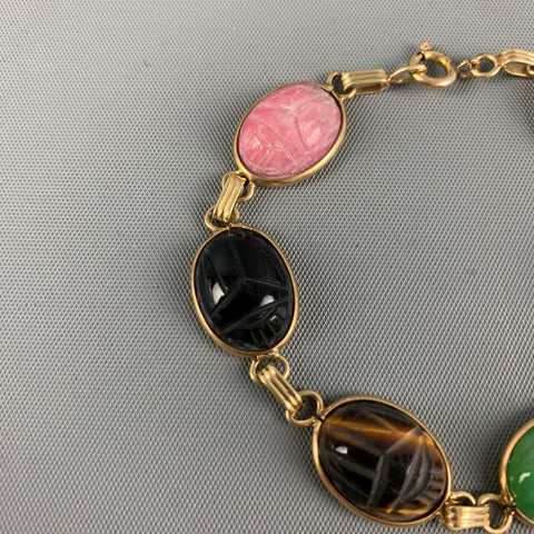 Bracelet VINTAGE Or Multicolore 6 Scarabées
