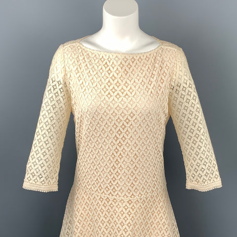 SEE By Chloe Taille 2 Crème Dentelle Coton / Nylon Ceinture élastique Robe trapèze