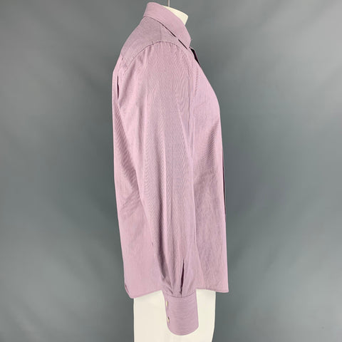 JOHN VARVATOS Camisa de manga larga con botones de algodón a rayas lavanda talla L