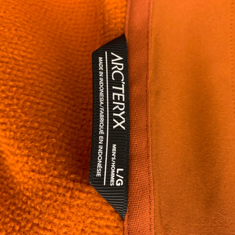 ARCTERYX Size L Orange Waffle Knit Polyester Half Zip Polartec Sweatshirt