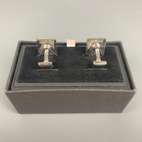 THOMAS PINK Orange Silver Tone Cuff Links