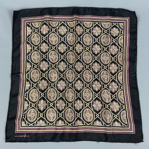 POLO by RALPH LAUREN Black Purple Print Silk Pocket Square