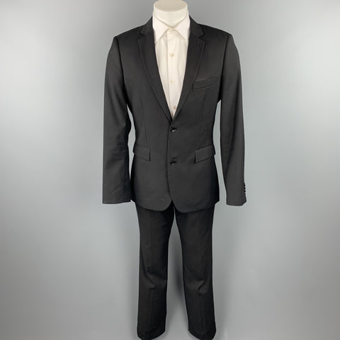 TOP MAN Size 40 Regular Black Polyester Blend Notch Lapel Suit