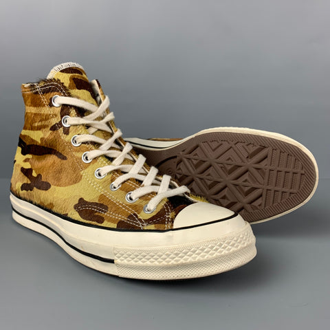 CONVERSE Size 8 White Beige Brown Camo High Top Sneakers