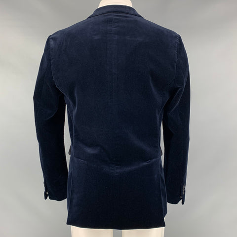 DSQUARED2 Size 40 Navy Black Velvet Cotton  Elastane Sport Coat