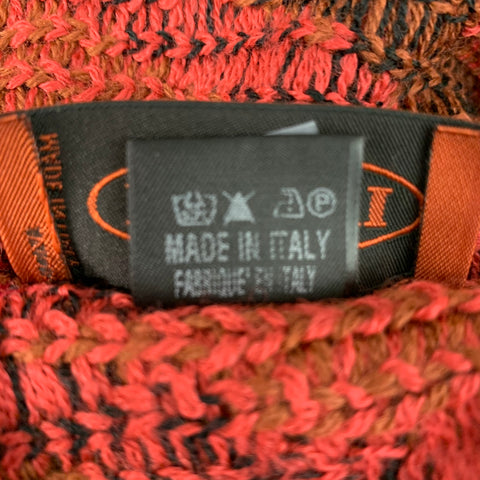 MISSONI One Size Orange Brown & Black Wool Blend Zig Zag Sweater