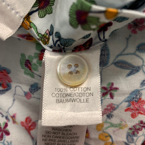 PAUL SMITH Size M White Multi-Color Floral Cotton Long Sleeve Shirt