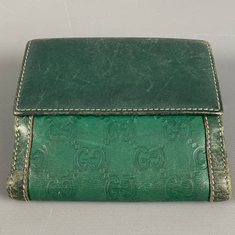 GUCCI Green Monogram Leather Wallet
