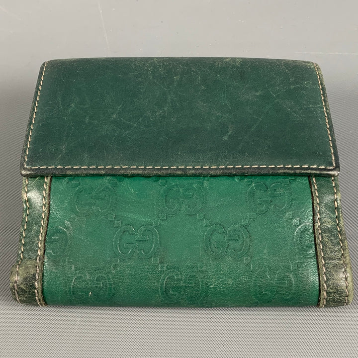 GUCCI Green Monogram Leather Wallet