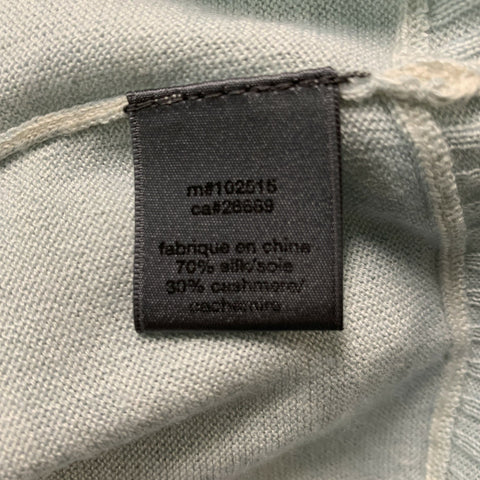 JOHN VARVATOS Size M Light Blue Distressed Silk &  Cashmere V-Neck Pullover