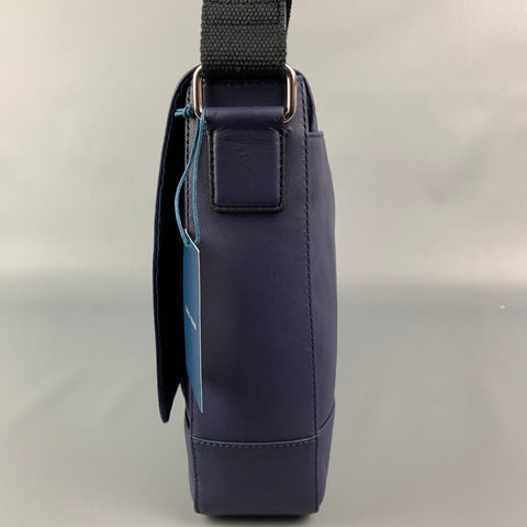 COLE HAAN Blue Leather Messenger Bag