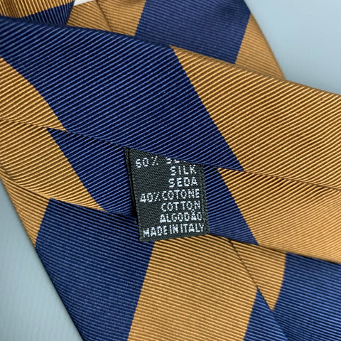 LUCIANO BARBERA Navy & Brown Stripe Silk / Cotton Tie