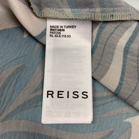 REISS Size M Mint Brown Cream Leaf Print Polyester Short Sleeve Shirt
