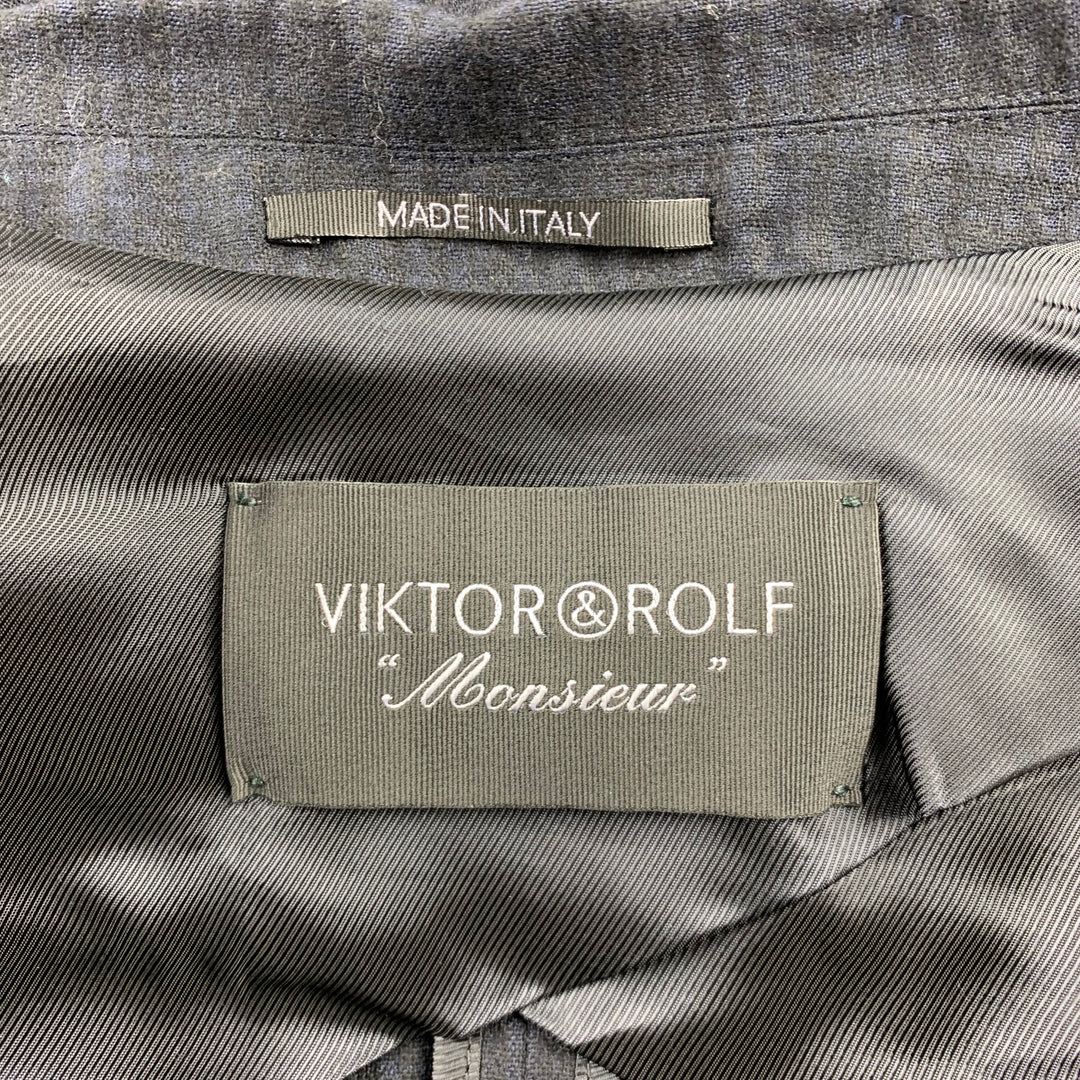 VIKTOR &amp; ROLF Monsieur Taille 38 Manteau de sport en laine vierge à carreaux bleu marine et noir