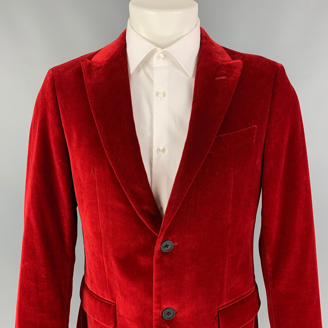 JOHN VARVATOS * U.S.A. Size 40 Regular Red Velvet Cotton Sport Coat