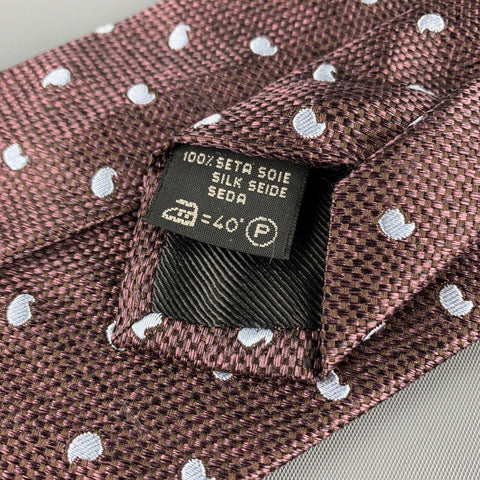 ERMENEGILDO ZEGNA Burgundy & Grey Jacquard Silk Tie