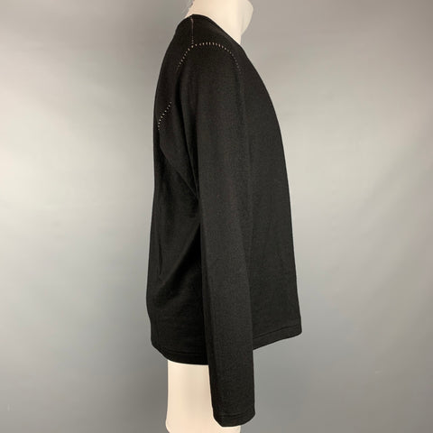 Y's by YOHJI YAMAMOTO Size L Black Contrast Stitch Wool Crew-Neck Pullover